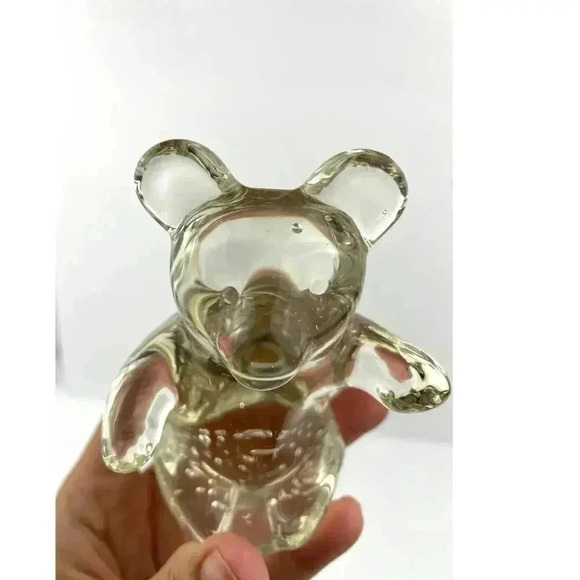 VTG Clear Crystal Glass Bear Controlled Bubbles Paperweight 8.4 Oz - Picture 13 of 13